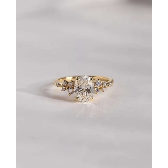 vylahjewellery Vintage Vermeil Yellow Gold Proposal Ring Moissanite Diamond Engagement Ring Classic Wedding Rings Oval Cut Mother's Day Gift Ring for Women