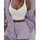 thumbnail image 1 of Conjunto de pijama de tres piezas con mangas largas y pantalones cortos de felpa para el hogar, 1 of 5