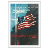Remember December 7th - Japanese Attack on Pearl Harbor Honolulu Hawaii - Vintage War Poster by Allen Saalburg c.1942 - Fine Art Rolled Canvas Print (Unframed) 27in x 40in