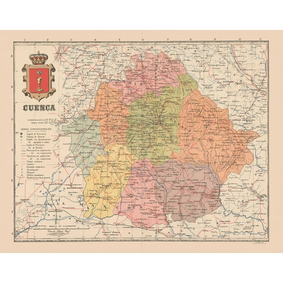 Historic Map - Cuenca Spain - Martin 1911 - Vintage Wall Art