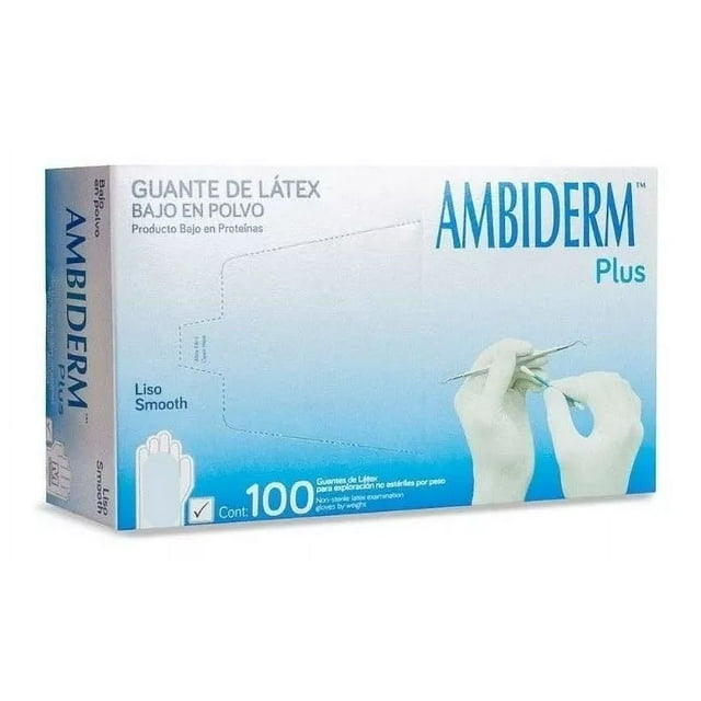 Guantes Látex Ambiderm Plus Caja 100 Piezas Cirujano