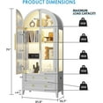 thumbnail image 2 of Vlsrka 71 Inch Arched Curio Cabinet, 4-Tier Display Cabinet and 2 Drawers, Tall Bookcase with 3 Color Lights, Display Case with Glass Doors, Kitchen Pantry, White, 2 of 9