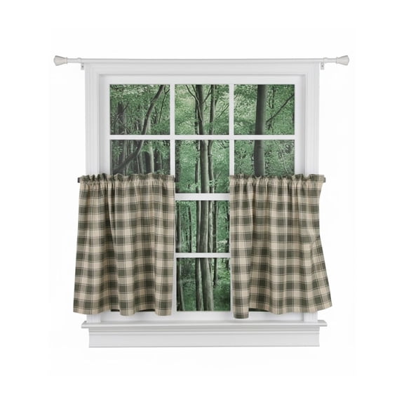 Ellis Curtain Country Check Tailored With 1.5" Rod Pocket Window Tiers 56" x 24" Mist