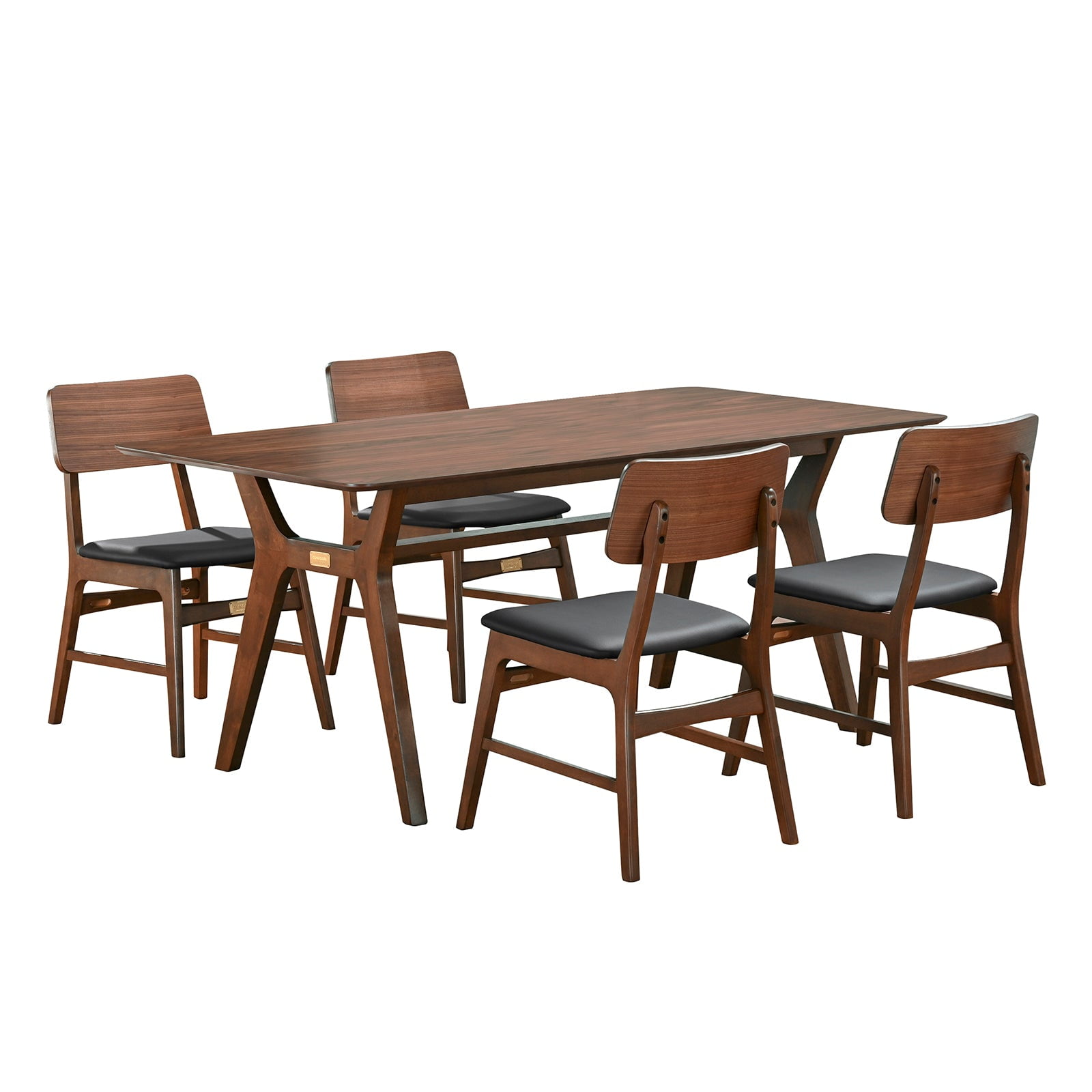 CONSDAN Dining Table for 4-8, Table Only, 71x35 Extra Large, Rectangular Shape, Walnut Veneer Top, Solid Wood Frame, Softly Curved Edges, Elegant Look