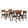 thumbnail image 4 of CONSDAN Dining Table for 4-8, Table Only, 71x35 Extra Large, Rectangular Shape, Walnut Veneer Top, Solid Wood Frame, Softly Curved Edges, Elegant Look, 4 of 6