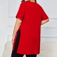 thumbnail image 4 of Oversized Tshirt Dress Women Crew Neck Side Slit Womens Blouses Loose Lightweight Casual Womens Summer Tops Short Sleeve, 4 of 5