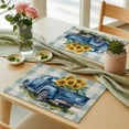 thumbnail image 6 of Blue Truck Yellow Sunflower Placemats for Dinning Table Set of 6, Teal Plaid Vintage Summer Burlap Kitchen Place Mats Waterproof Cloth Table Mats, Indoor Outdoor Placemats Easy Clean Dinner Decor, 6 of 8