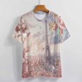 thumbnail image 3 of Blossoming Paris Eiffel Tower Women's T-Shirt Short Sleeve T Shirts Tops Tee Ladies Loose T, 3 of 6