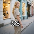 thumbnail image 5 of Women's Leather Shoulder Bag Crossbody Purse with Zipper Pockets Waterproof PU Handbag Black and White Checkered, 5 of 5