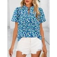 thumbnail image 6 of PRETTYGARDEN Boho Short Sleeve Floral Work Blouses for Women Dressy Casual V Neck Puff Sleeve Loose Chiffon Flowy Tops Shirts, 6 of 7