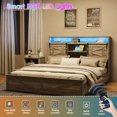 thumbnail image 2 of Vabches Twin Size Bed Frame with 4 Drawers, Metal Platform Bed with LED Lights, Charging Station and Bookcase Headboard, No Box Spring Needed, 2 of 7