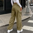 thumbnail image 4 of Axiiglly Plus Size Cargo Pants for Women, Casual Drawstring Elastic Waist Khaki Work Pants with Multi Pockets, Baggy Stretchy Wide Leg Hiking Streetwear, XXXL, 4 of 9