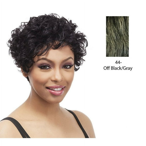 100% Human Hair Wig Theresa,Off black with 50% gray