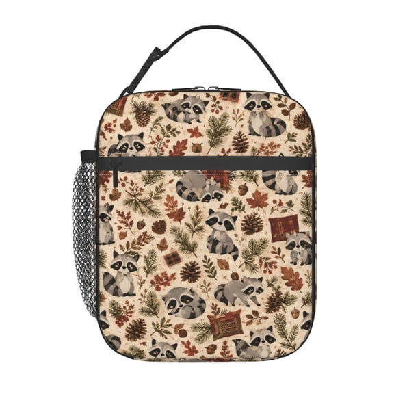 Cute Raccoon Woodland Lunch Bag Reusable Thermal Lunch Box with Handle for Women and Men