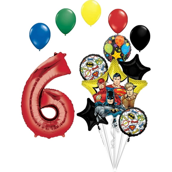 Justice League 6th Birthday Party Supplies Balloon Bouquet Decorations
