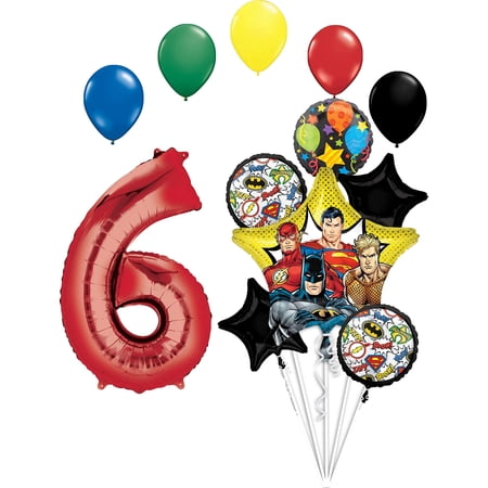 Justice League 6th Birthday Party Supplies Balloon Bouquet Decorations