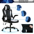 thumbnail image 3 of YRLLENSDAN Ergonomic Racing Gaming Chair with Lumbar Support, Adjustable Leather Office Chair with Massager, Comfy Computer Chair with Flip up Arms for Adults, whITE, 3 of 7