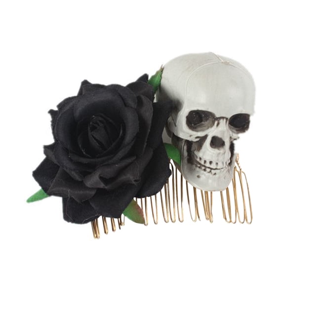 Fiudx Joyas Accesorios Para El Cabello Con Horquilla De Parodia De Rosa Esqueleto Para Fiesta De Halloween