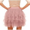 thumbnail image 3 of Felirenzacia Tulle Skirts for Women Mini Fairy Skirt Tutu A-Line Mesh Layered High Elastic Waist Skirts, Pink,M, 3 of 5