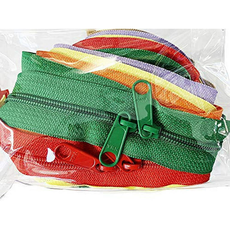 4.5mm YKK Zipper with Double Pull Purse or Handbag Zippers Head to Head Sliders Made in USA 30 Inches 5 Zippers Assorted Colors