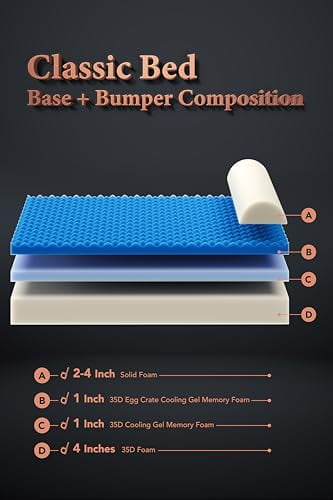 NOAH & PAW Giant Dog Bed XXL 55x45x11 Inch, Orthopedic Dog Beds, Eggshell Memory Foam Infused with Cooling Gel, Waterproof, Machine Washable, Includes Inner Cover (Vegan Leather)