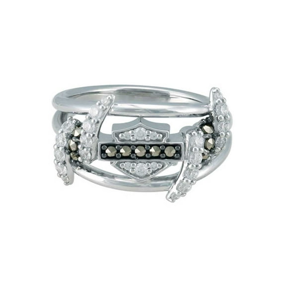 Harley-Davidson Shiel, Crystal, Ring, Sterling Silver, Diamond, 6