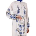 thumbnail image 4 of Beige - Blue - Floral - Button Collar - Unlined - Modest Dress - Refka, 4 of 5