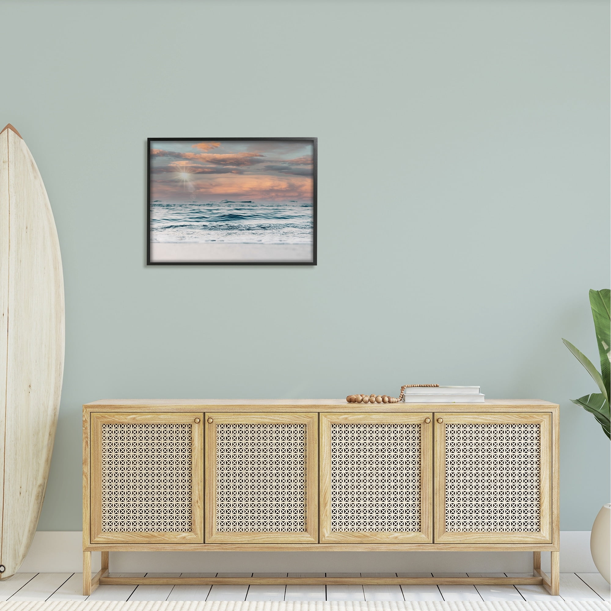 Stupell Industries Cloudy Morning Red Sky Beach Horizon Design, 30 x 24, Design by Tara Moss