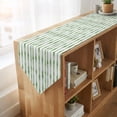 thumbnail image 4 of Green Stripes Table Runner Linen Burlap Table Runner 70 Inches Long Farmhouse Modern Abstract Art Dresser Scarves for Kitchen Island Coffee Dining Room Party Wedding Banquet Holiday Decor 13"x70", 4 of 8