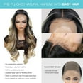 thumbnail image 2 of GLAM21USA HD LACE Front Wig Loose Wave 13X6 Transparent Lace Frontal Wigs 27 Inch Human Hair Blend Pre Plucked Swiss Lace Curly Long Synthetic Wig - Bella (MOP1B/BLONDE), 2 of 7