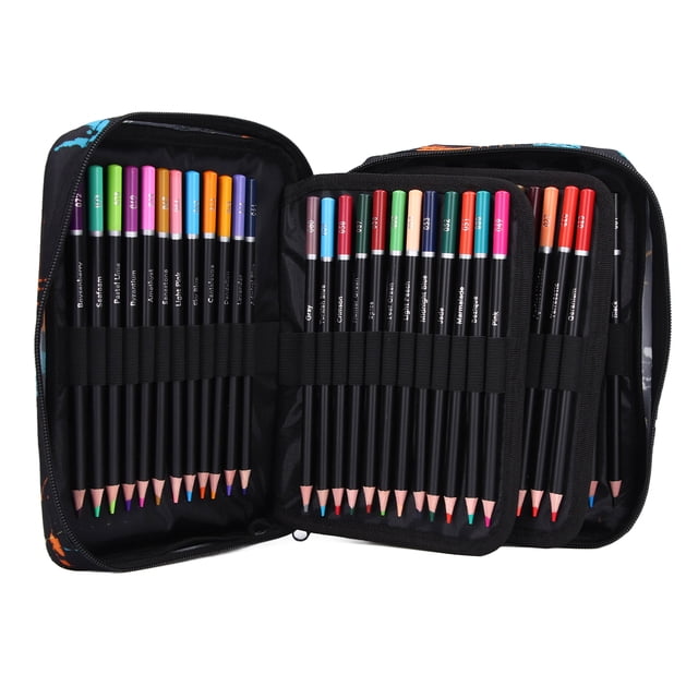 Set 72 Colored Pencils Zipper Case Set Quality Soft Core Colored Leads with Refill Extender Pencil Sharpener for Drawing Painting