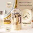 thumbnail image 3 of Mosey Cosmetic Holder with Dustproof Clear Lid 360 Degree Rotatable Multifunctional Countertop Makeup Brush Lipstick Storage Box Organizer Holder Container, 3 of 8