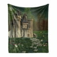 thumbnail image 1 of Fairy Tale Soft Flannel Fleece Blanket, Fairy Castle Design with Curved Ladders in an Enchanted Forest with Butterflies, Cozy Plush for Indoor and Outdoor Use, 70" x 90", Multicolor, by Ambesonne, 1 of 6
