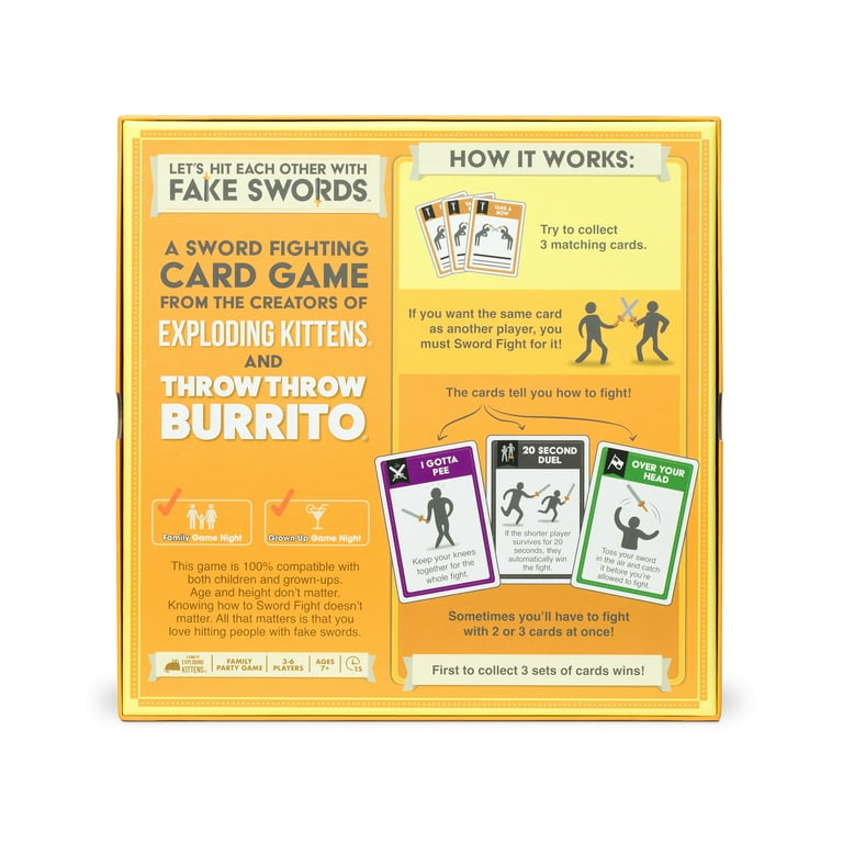 Exploding Kittens - Presents: Let's Hit Each Other With Fake Swords - Sword-Fighting Card & Board Games for Family Fun - For Adults, Teens & Kids Age 7 - 3-6 Players