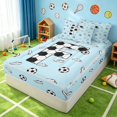 thumbnail image 3 of Manfei Boys Girls Letter F Zipper Full Size Comforter Sets with Fitted Sheet and 2 Pillowcases, Cartoon Sports Zipper Bedding Set, Light Blue Black F, 3 of 7