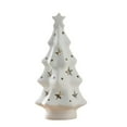 thumbnail image 2 of White Ceramic Christmas Tree with Lights, Tabletop Tree with Star Dot Cutouts, Prelit Vintage Xmas Decor for Mantle Shelf Holiday, Gift, 2 of 4