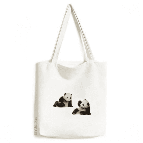 Playing Partner Panda Accompanied Tote Canvas Bag Shopping Satchel Casual Handbag