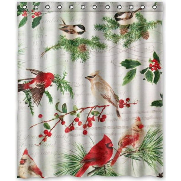 MOHome cardinals birds Shower Curtain Waterproof Polyester Fabric