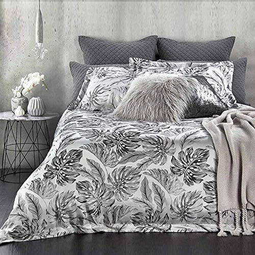 NANKO Duvet Cover Queen Set 3 Piece - Black and White Leaf Leaves Plant ...