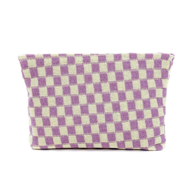 Nvzi Bolso de hombro tejido, bolso de mano tejido y bolso de cosméticos, bolso de mano tejido elegante para playa de verano, 9,84 x 2,55 x 6,69 pulgadas, morado