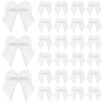 VANIDO White Satin Ribbon Bows for Wedding and Craft Decorations 100Pcs
