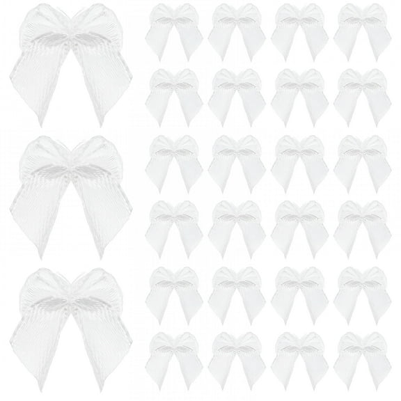 VANIDO White Satin Ribbon Bows for Wedding and Craft Decorations 100Pcs