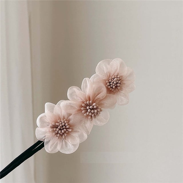 Xihbxyly Diadema de Organza con Flores, Kit de Peinado Elástico, Estilo Retro Relajado, Ideal para Cabello Grueso, Ideal para Fiestas y Viajes, Accesorios Atractivos para El Cabello.