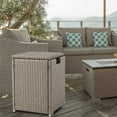 COSIEST Outdoor Hideaway Wicker Grey Tank Table for Gas Fire Pits