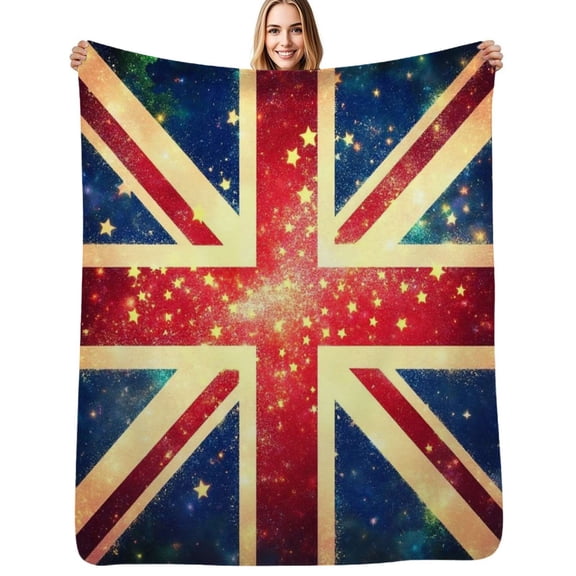 Sparkly Union Jack Flag Soft Blanket Travel Bedding Throws Flannel Bedspread Sofa Bed Cover