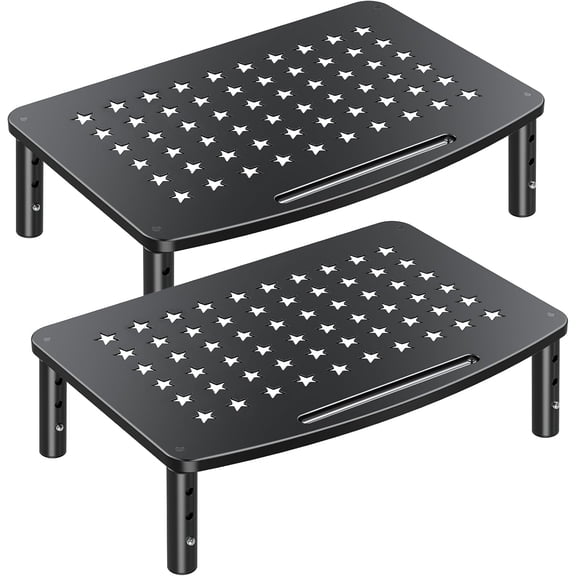 2 Pack Monitor Stands, 3 Height Adjustable Riser for Laptop, Printer, iMac, PC, Premium Metal Stand for 2 Monitors