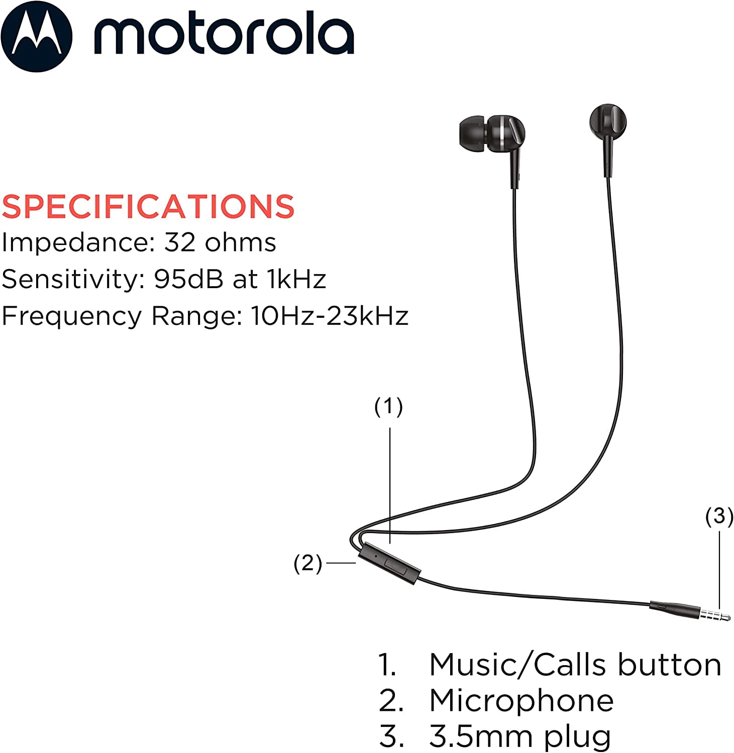 Motorola Earbud 105 White Wired Earbuds