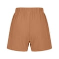 thumbnail image 5 of Summer 2026 Wide Leg Cotton Linen Shorts for Women Drawstring Elastic Waist Breathable Casual Loose Fit Shorts with Pockets Coffee,L, 5 of 6