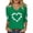 a-Green12159, variant on VNKIDY Womens Green V Neck Three Quarter Sleeve TShirts With Shamrock Graphic Casual Loose Fit Tees For Saint Patricks Day Daily Wear Green XL