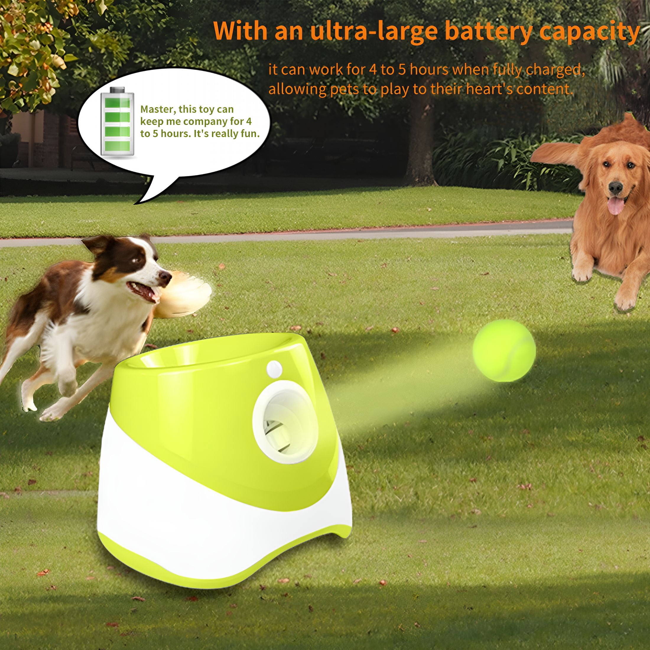 BESTSKY Automatic Ball Launcher for Dogs Tennis, Feeder Ball Launcher Dog Toy Ball Thrower Enrichment Toys for Dogs, Interactive Puppy for Small and Medium Size Dogs, 3 Balls Included (2 inch)